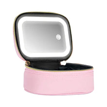 Load image into Gallery viewer, Dopamine Color PU Waterproof Makeup Bag with LED Touch Light &amp; Detachable Mirror