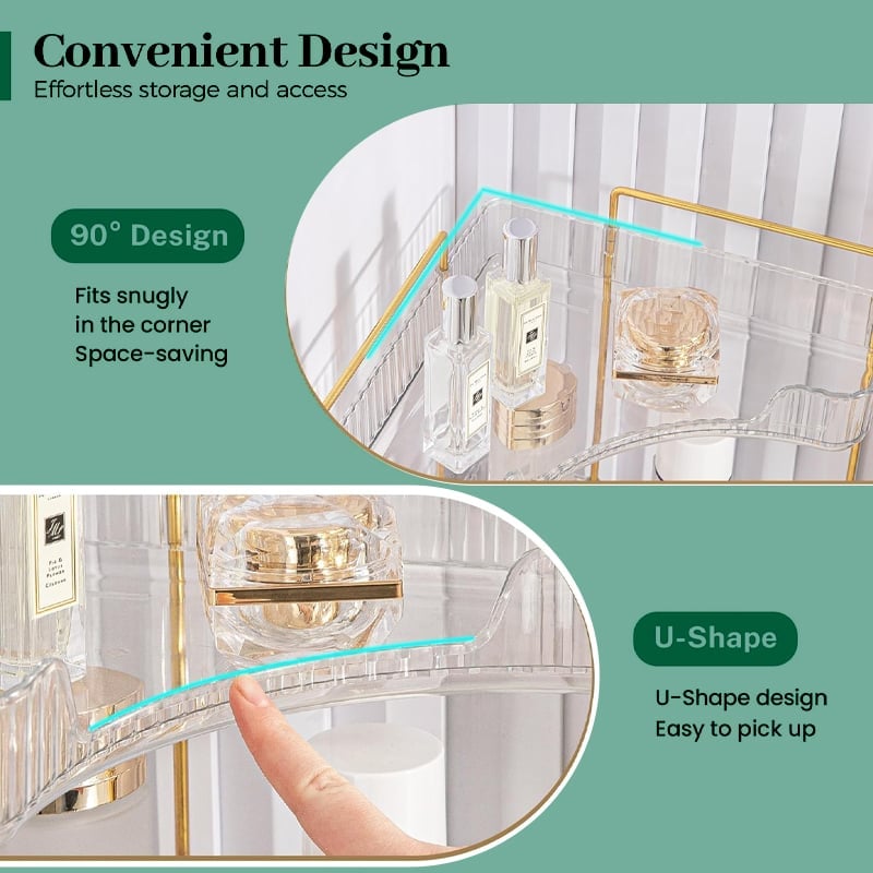 3 Tiers Transparent Corner Cosmetic Countertop Storage Rack
