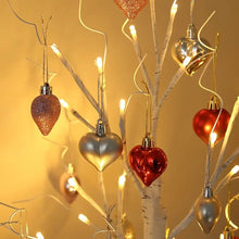 Load image into Gallery viewer, LED Tabletop Birch Tree with 18 Heart Ornaments