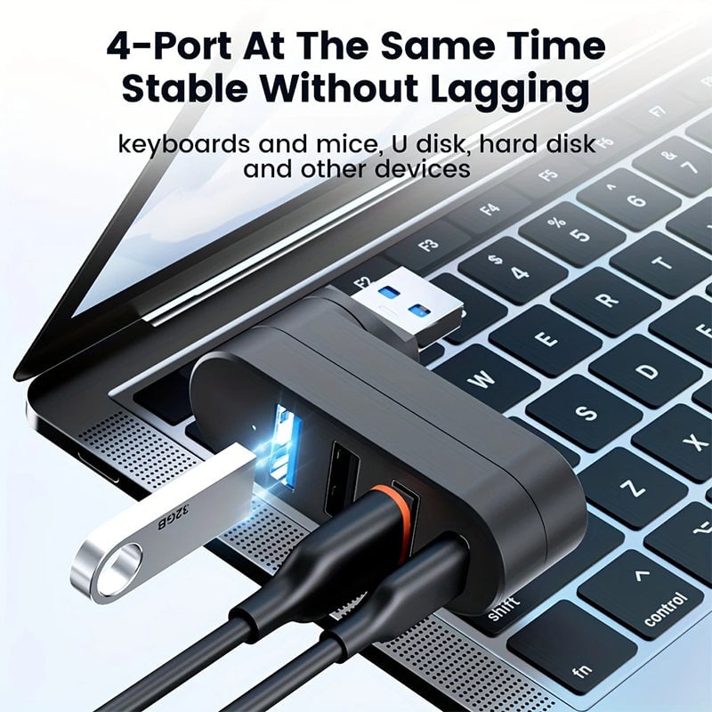 Multifunctional Mini Rotatable 3-port USB Port