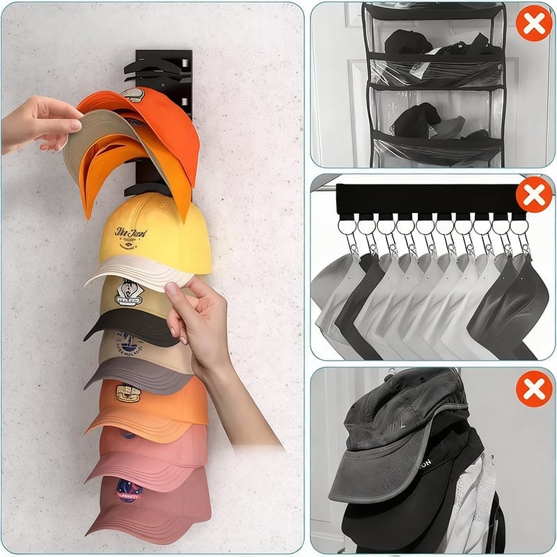 Punch-Free Baseball Cap Storage Rack