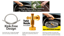 Load image into Gallery viewer, Sakerplus 304 Stainless Steel Metal Garden Hose 50 Feet with Brass Garden Hose Nozzle Flexible
