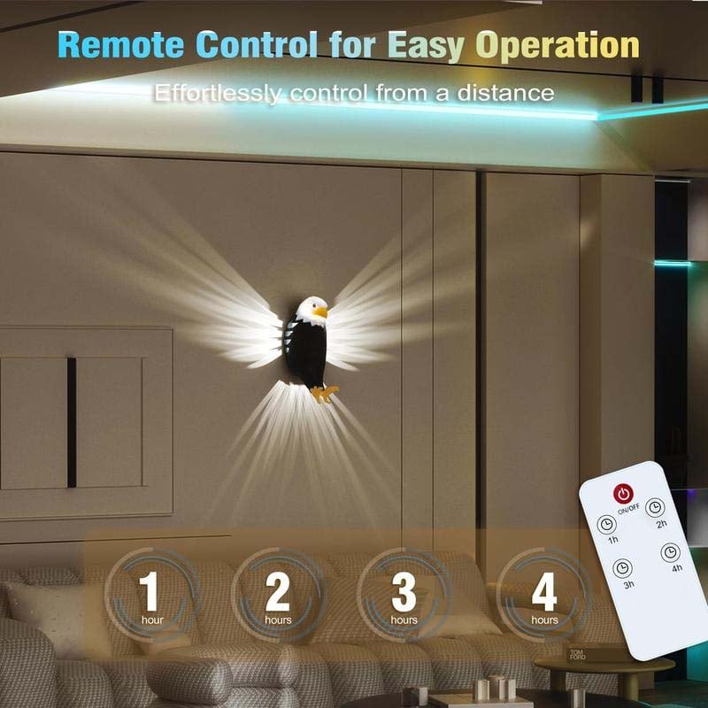 Magnetic Wall-Mounted Eagle Night Light with Remote Control