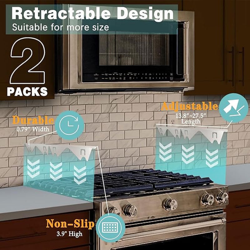 Retractable Stainless Steel Stove Gap Covers 1 Pack(2pcs)