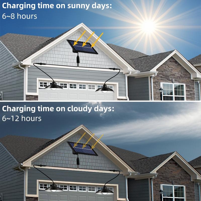 Dual-Head Solar Pendant Light
