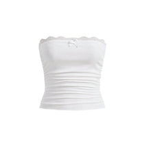 Load image into Gallery viewer, Women's Contrast Lace Bow Decor Crop Tube Top