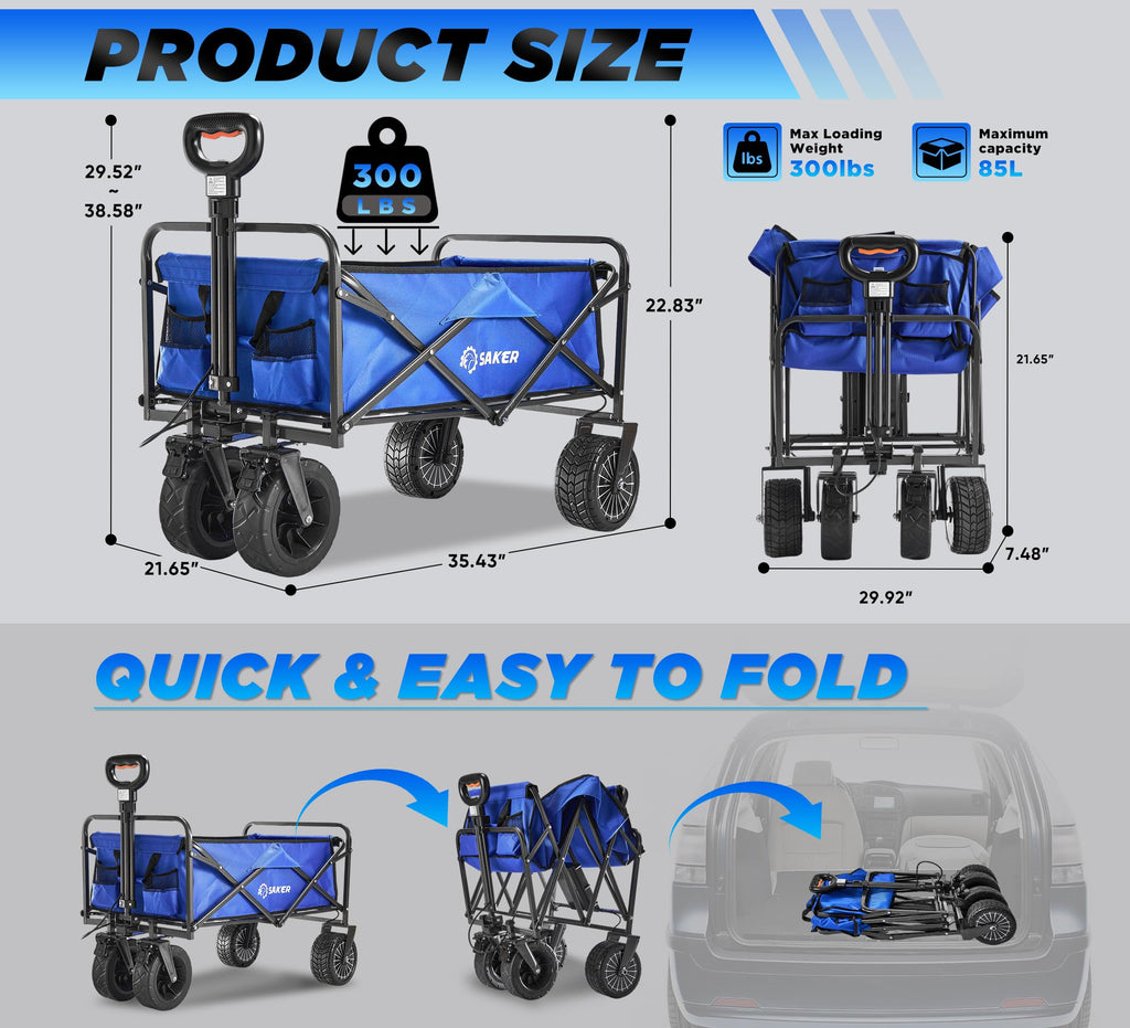 Portable Utility Cart for Outdoor Use - Electric Folding Wagon(Ships to the USA only)