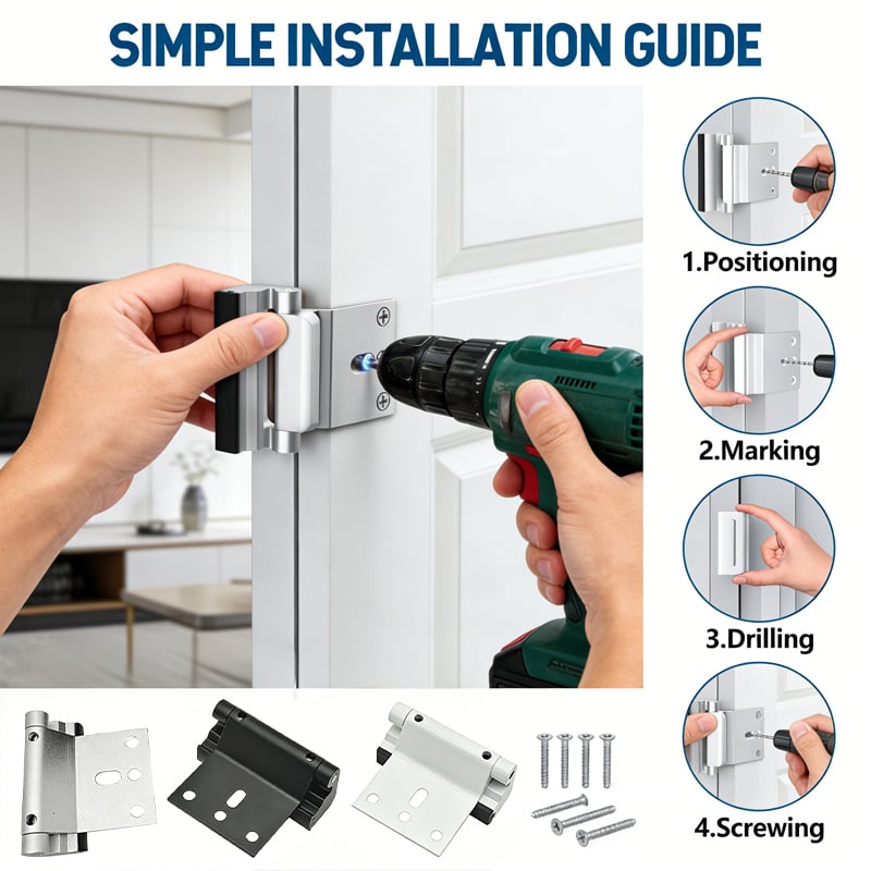 Child Safety Door Lock with 3-Inch Anti-Theft Aluminum Hinge Bolt Night Lock