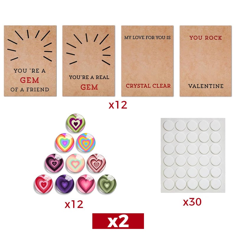 Valentines Cards with Heart-Shape Crystals