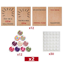 Load image into Gallery viewer, Valentines Cards with Heart-Shape Crystals
