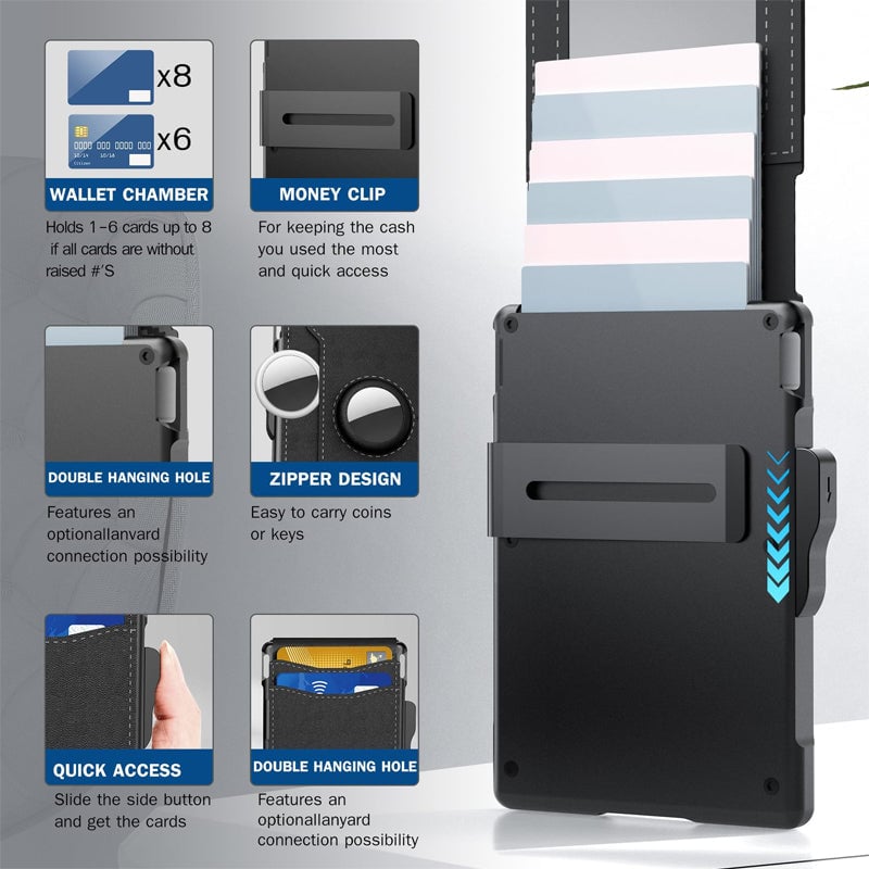 Men's Business Style Pu Leather Card Slots for AirTag