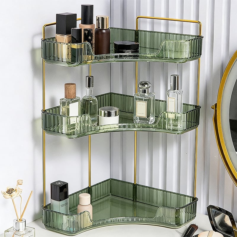 3 Tiers Transparent Corner Cosmetic Countertop Storage Rack