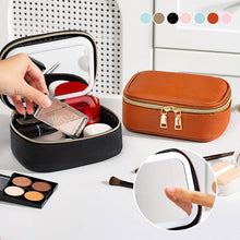 Load image into Gallery viewer, Dopamine Color PU Waterproof Makeup Bag with LED Touch Light &amp; Detachable Mirror