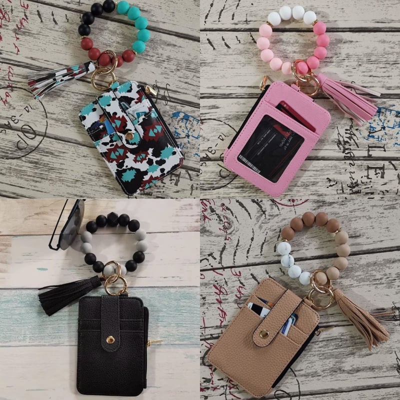 Stylish Card Holder With Silicone Bead Bracelet
