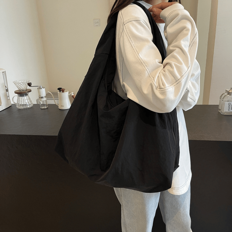 Women's Solid Color Textured Draped Tote Bag