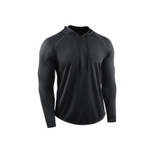 Load image into Gallery viewer, Men's Solid Long Sleeve Drawstring Hoodie Tee