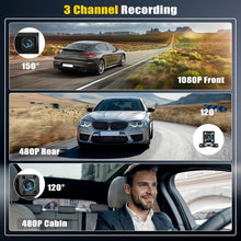 Load image into Gallery viewer, Sakerplus 3 Channel Dash Cam Front and Rear Inside