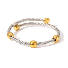 Load image into Gallery viewer, Two Tone Knot Twisted Bangle