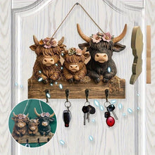 Load image into Gallery viewer, Highland Cow Wooden Key Holder Decor