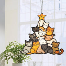Load image into Gallery viewer, Cat Christmas Tree Suncatcher Ornament