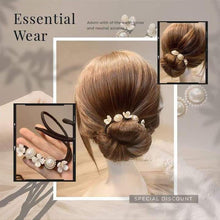 Load image into Gallery viewer, Flower Pearl Hairpin Bun Maker Twist Headband Lazy Hair Accessory