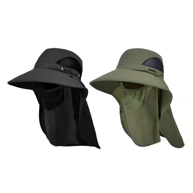 Men's Wide Brim Sun Hat with Removable Face Mask