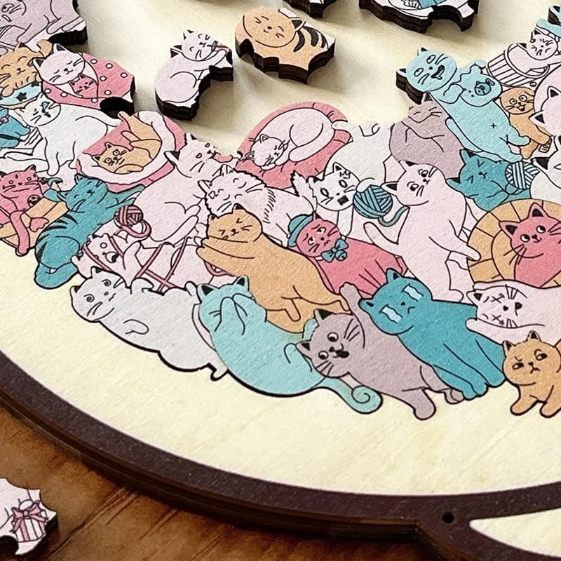 135-Teiliges Katzenförmiges Holzpuzzle