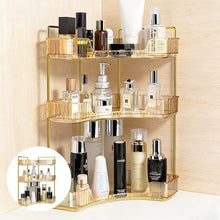 Load image into Gallery viewer, 3 Tiers Transparent Corner Cosmetic Countertop Storage Rack