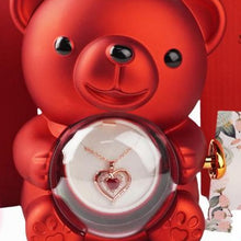 Load image into Gallery viewer, Heart-Shaped Pendant Necklace with Bear &amp; Rose Gift Box