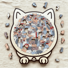 135-Teiliges Katzenförmiges Holzpuzzle