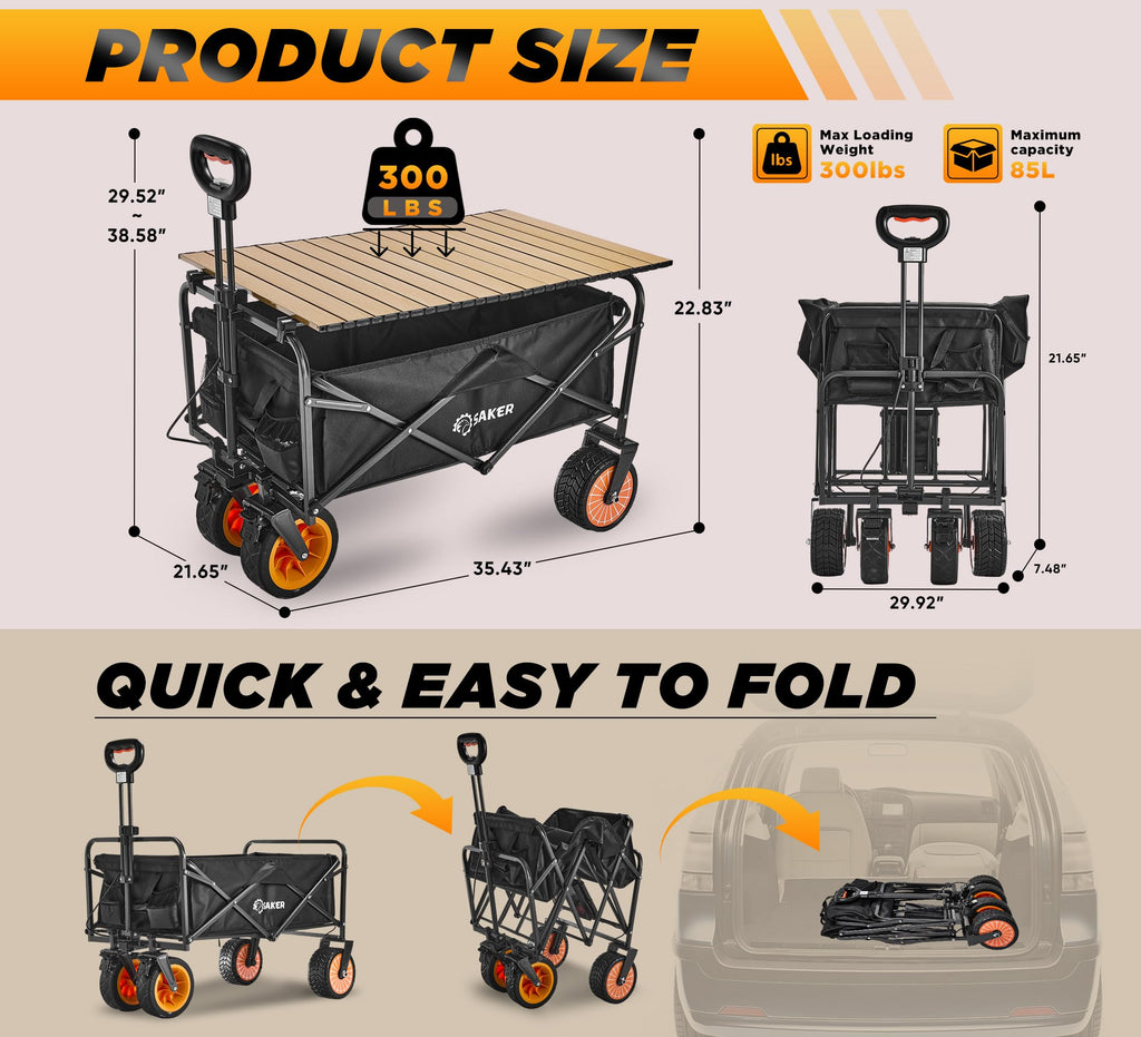 Portable Utility Cart for Outdoor Use - Electric Folding Wagon(Ships to the USA only)