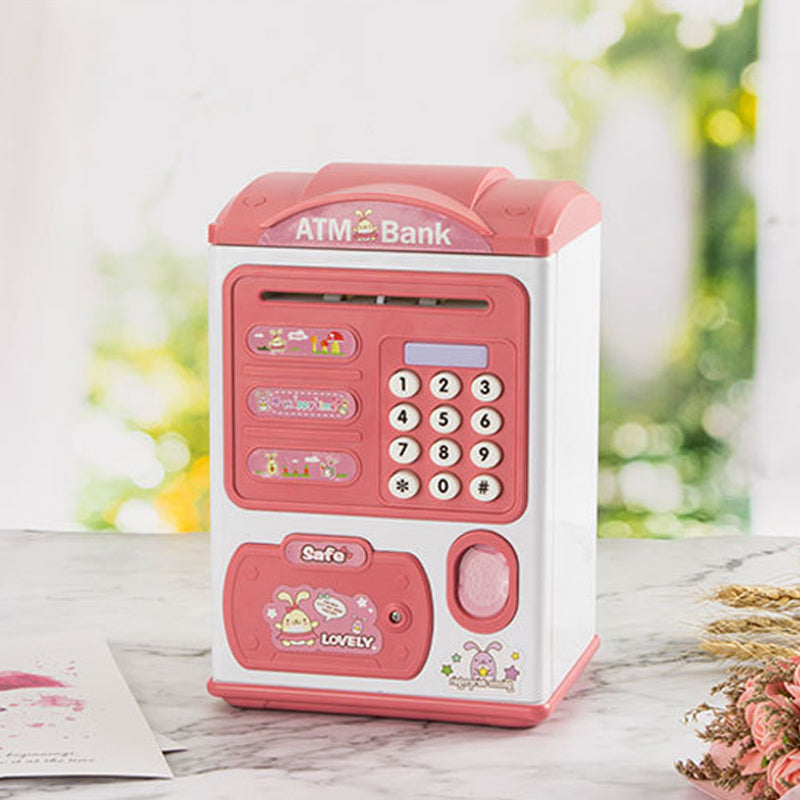 Fingerprint sensor automatic money rolling ATM piggy bank