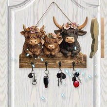 Load image into Gallery viewer, Highland Cow Wooden Key Holder Decor