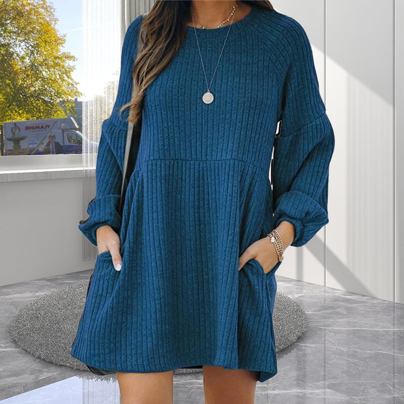 New autumn and winter knitted long-sleeved dress