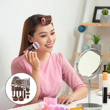 Load image into Gallery viewer, 20-piece coffee-coloured makeup brush set