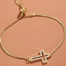 Load image into Gallery viewer, Rhinestone Cross Charm Bracelet
