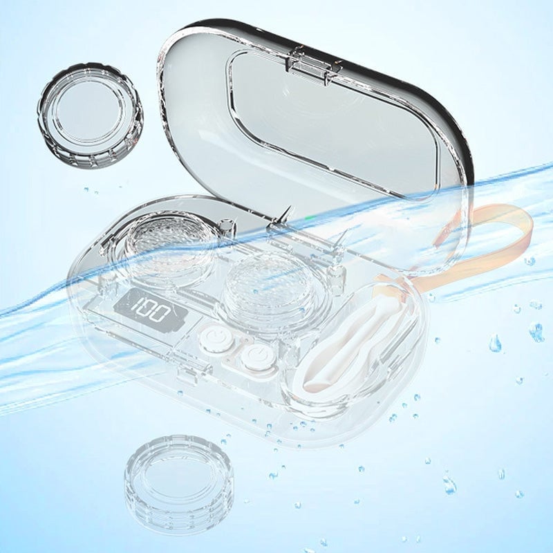 Portable Rechargeable Ultrasonic Contact Lens Cleaner Case