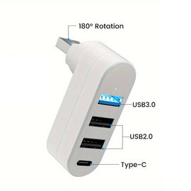 Multifunctional Mini Rotatable 3-port USB Port