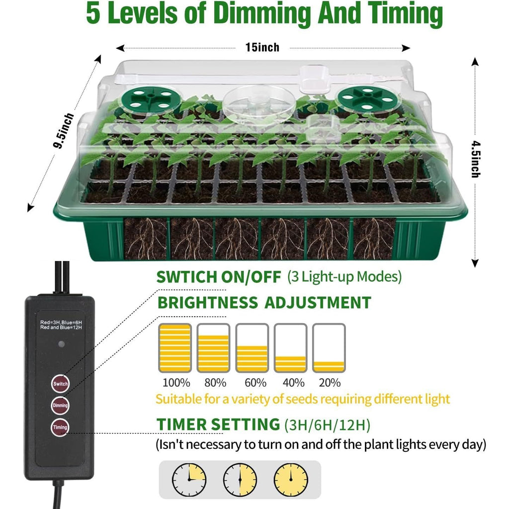 Seed Starter Tray with Grow Light,2 Pack 80 Cells