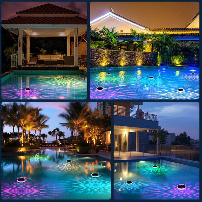 2 PCS - Timer Function Solar-Powered Pool Light with 3 Brightness Levels & 9 Colors