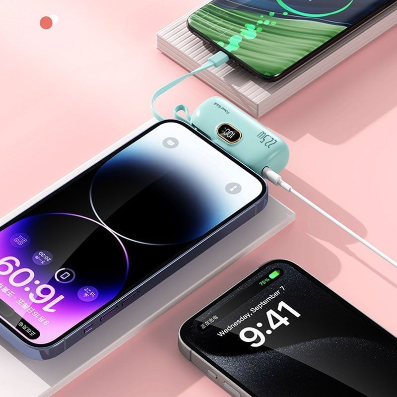 Mini Portable Charger with Built-in Cable