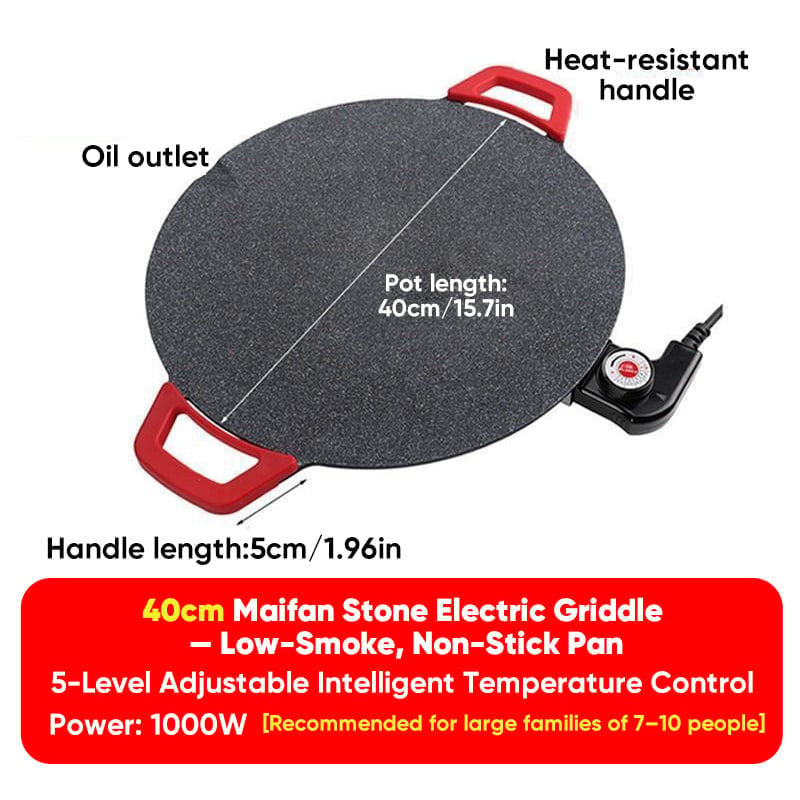 Non-Stick Electric BBQ Grill with Temperature Control