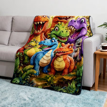 Load image into Gallery viewer, Flannel Dinosaur Nap Blanket