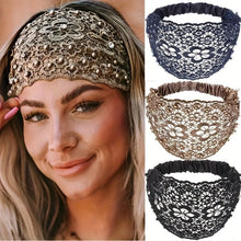 Load image into Gallery viewer, Plum Blossom Hollow Beaded Wide Headband