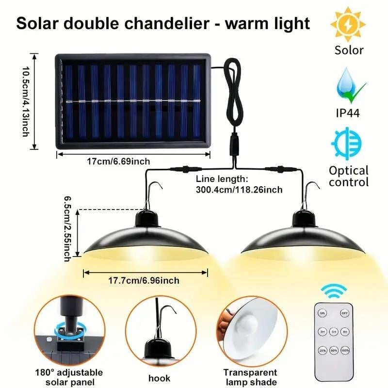 Dual-Head Solar Pendant Light