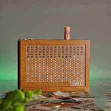Load image into Gallery viewer, Wooden money box with engraved figures