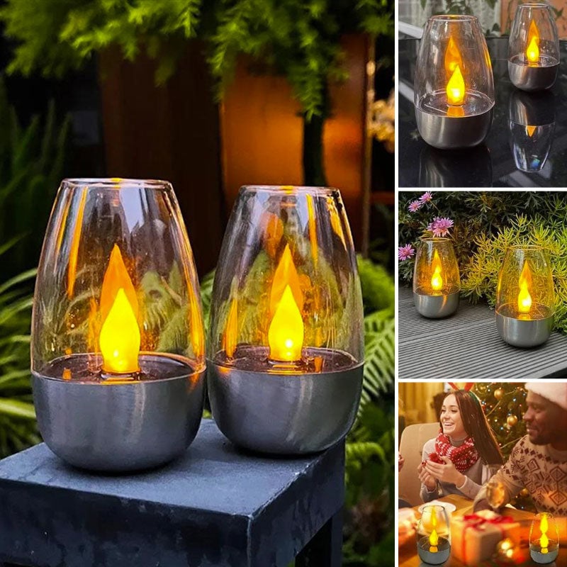 Solar LED Candle Goblet Light for Outdoor Waterproof Use