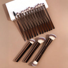 Load image into Gallery viewer, 20-piece coffee-coloured makeup brush set