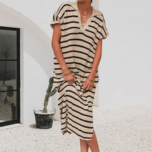 Load image into Gallery viewer, Striped Collared Short Sleeve Dress