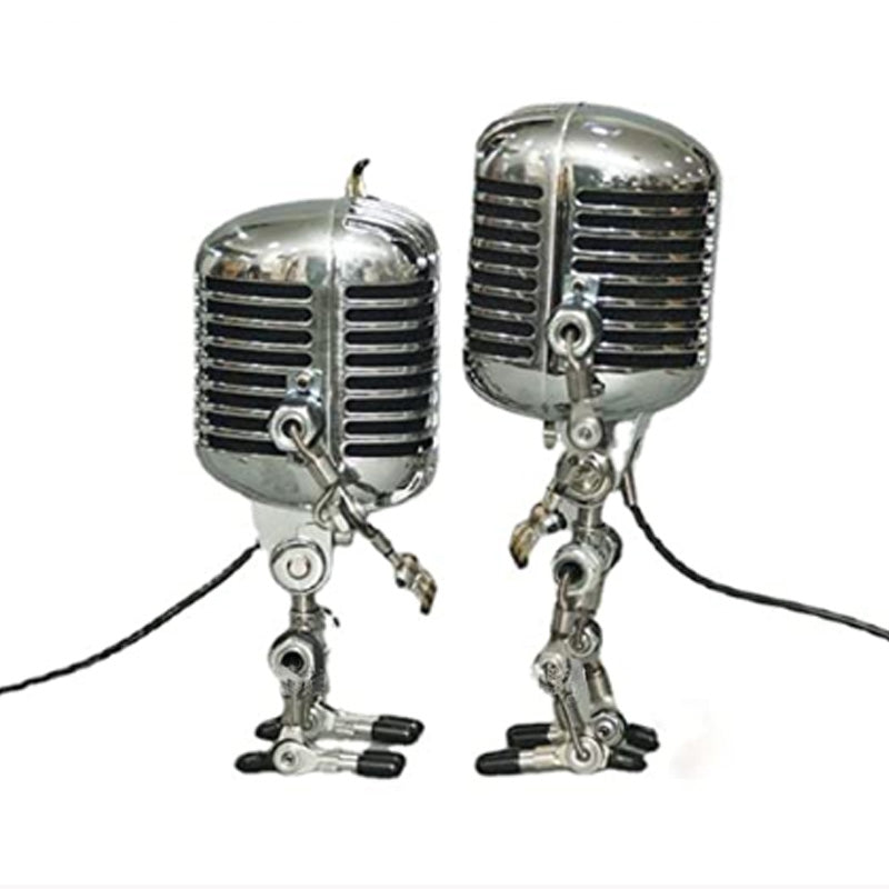 Vintage Metal Microphone Robot Desk Lamp